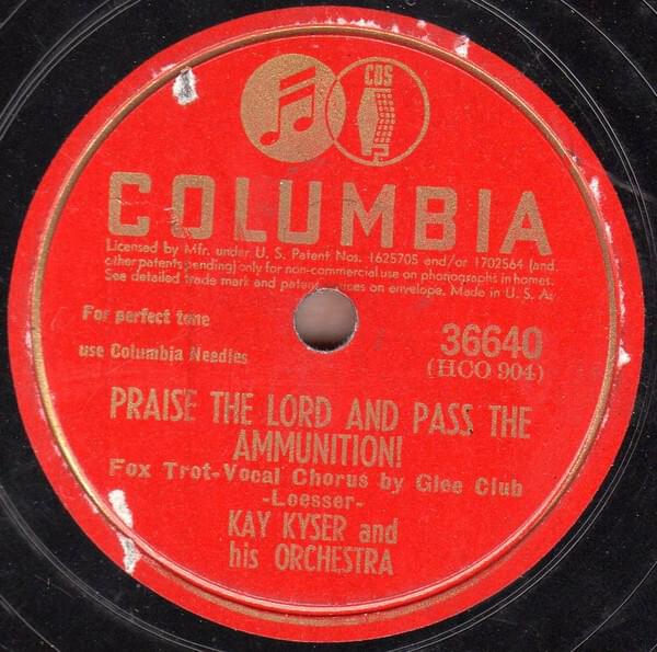 Album cover art for "Praise the Lord and Pass the Ammunition" by Kay Kyser & His Orchestra
