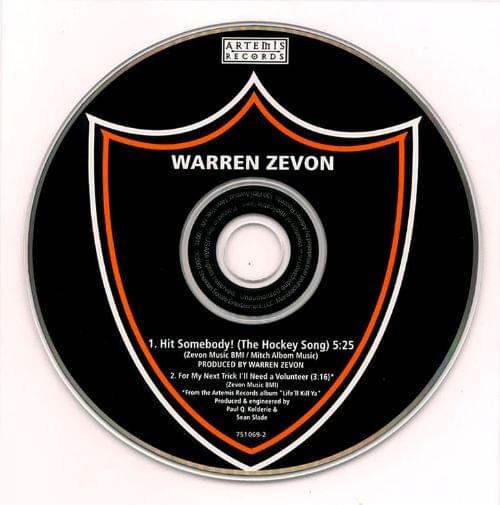 Album cover art for "Hit Somebody (The Hockey Song)" by Warren Zevon