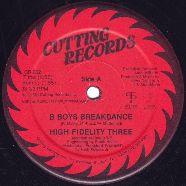 Album cover art for "B Boys Breakdance" by High Fidelity Three