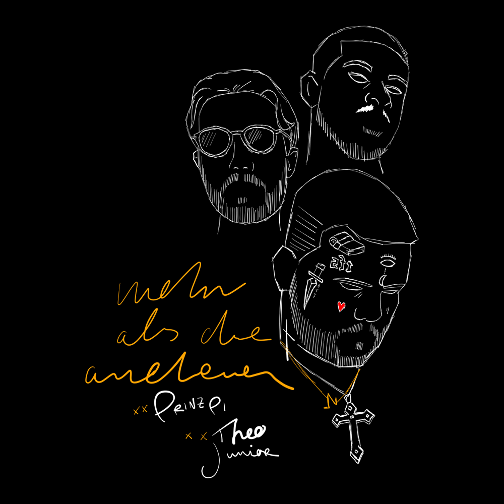 Album cover art for "mehr als die anderen" by Sierra Kidd & Theo Junior & Prinz Pi