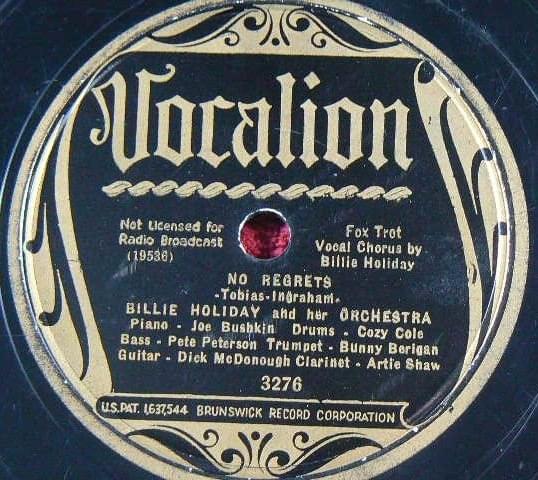 Album cover art for "No Regrets" by Billie Holiday