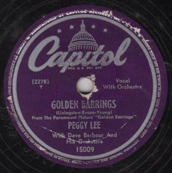Album cover art for "Golden Earrings" by Peggy Lee