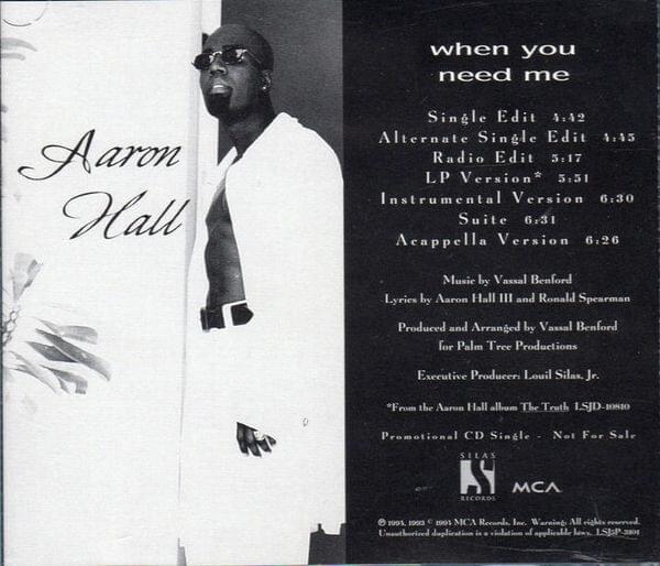 Album cover art for "When You Need Me" by Aaron Hall