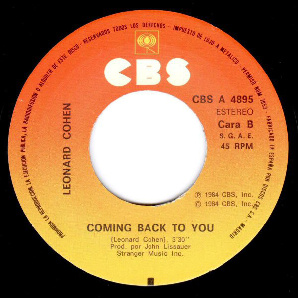 Album cover art for "Coming Back to You" by Leonard Cohen