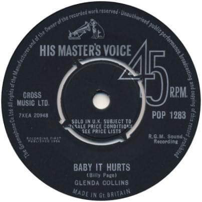 Album cover art for "Baby It Hurts" by Glenda Collins