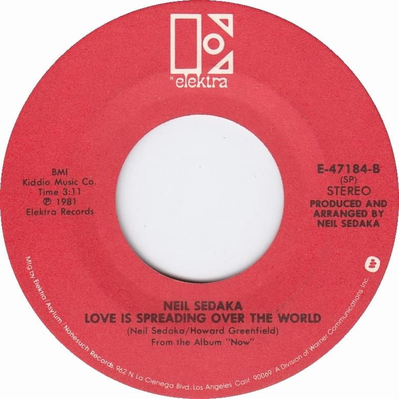 Album cover art for "Love Is Spreading Over The World" by Neil Sedaka