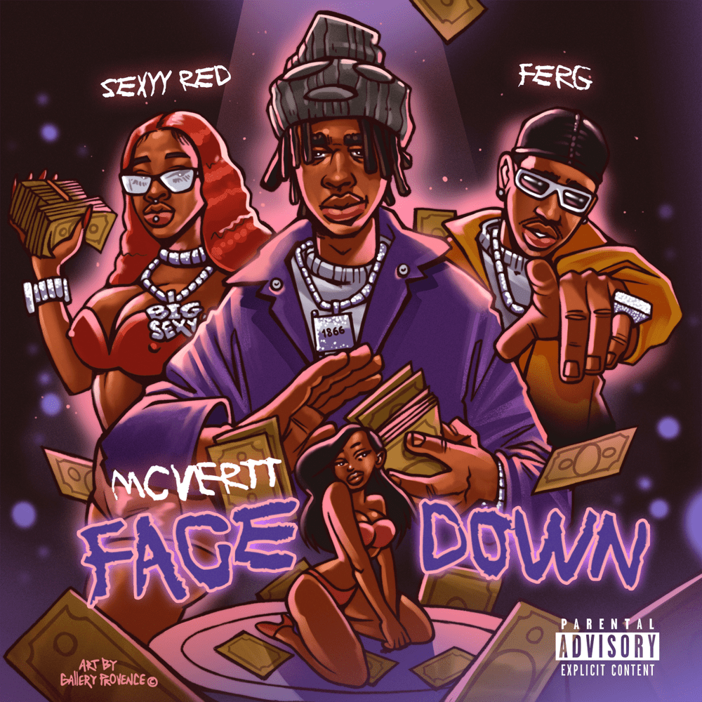 Album cover art for "Face Down" by MCVertt & Sexyy Red & A$AP Ferg