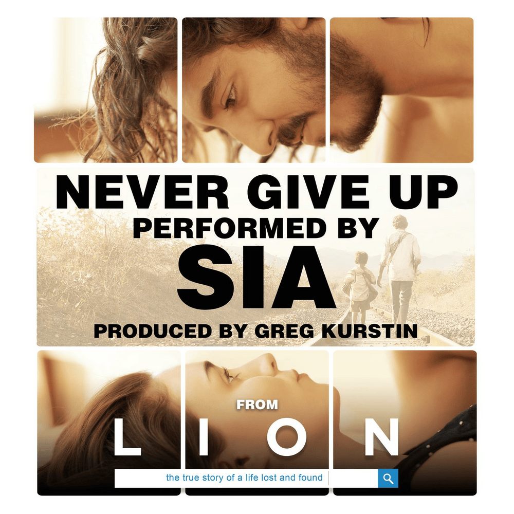 Album cover art for "Never Give Up" by Sia