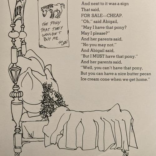 Album cover art for "Little Abigail and the Beautiful Pony" by Shel Silverstein