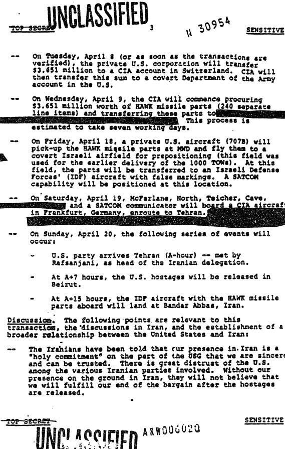 Release of American Hostages in Beirut (”Diversion Memo”) by Oliver North