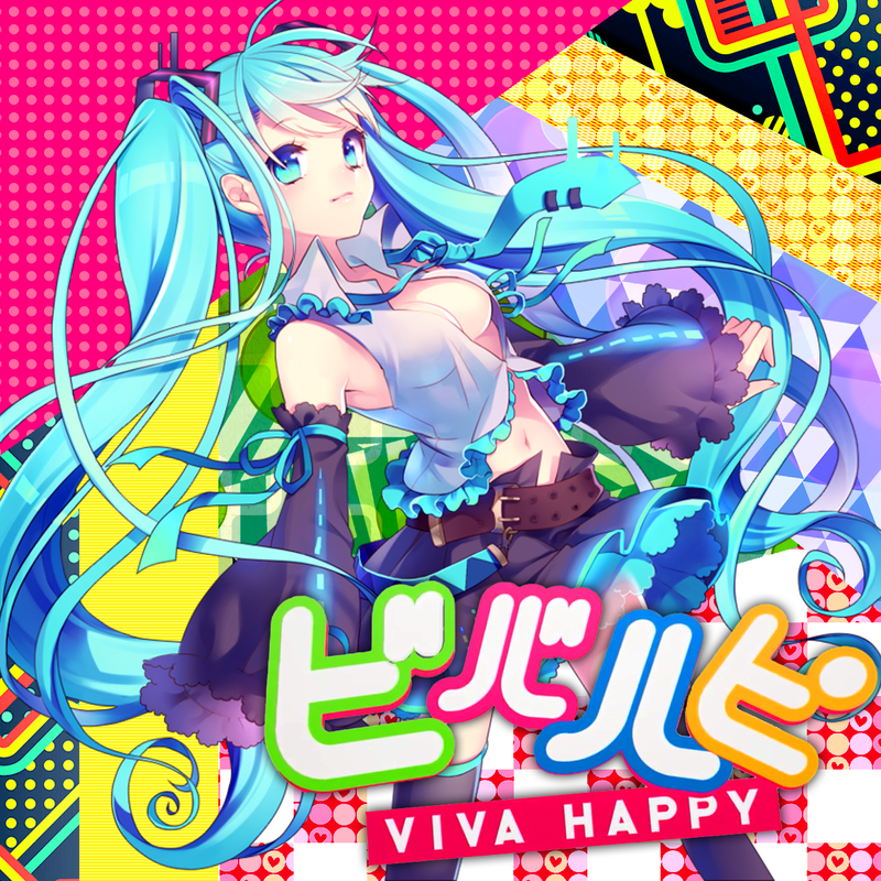 Album cover art for "ビバハピ (Viva Happy)" by Mitchie M & 初音ミク (Hatsune Miku)
