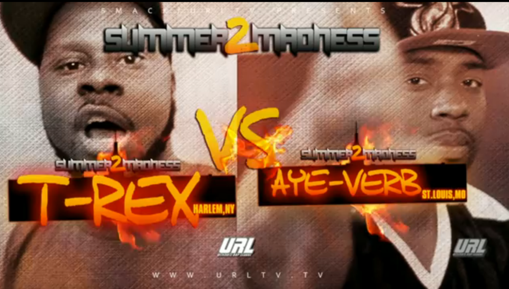 Album cover art for "T-Rex vs. Aye Verb" by URLtv & Aye Verb & T-Rex (Battle Rapper)