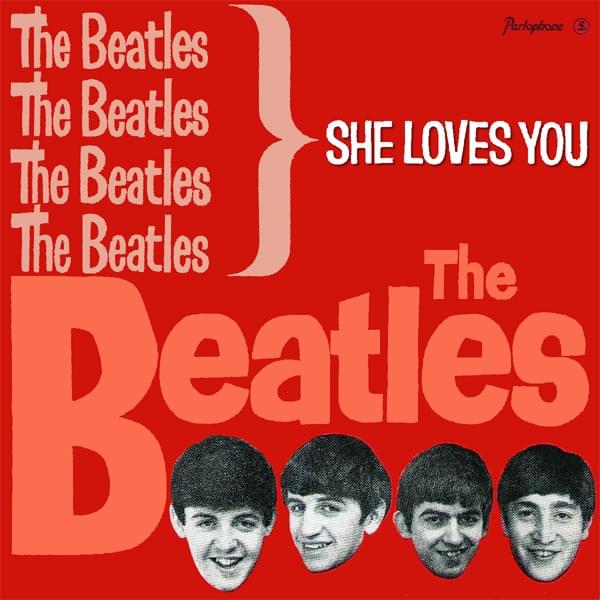 Album cover art for "She Loves You" by The Beatles