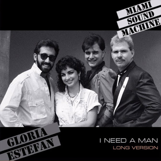 Album cover art for "I Need A Man (Long Version)" by Gloria Estefan & Miami Sound Machine