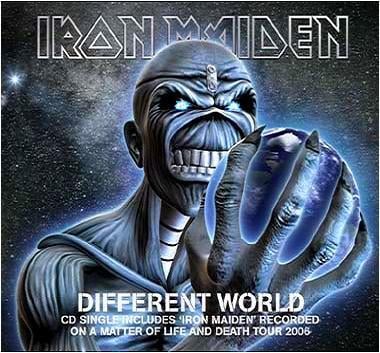 Album cover art for "Different World" by Iron Maiden
