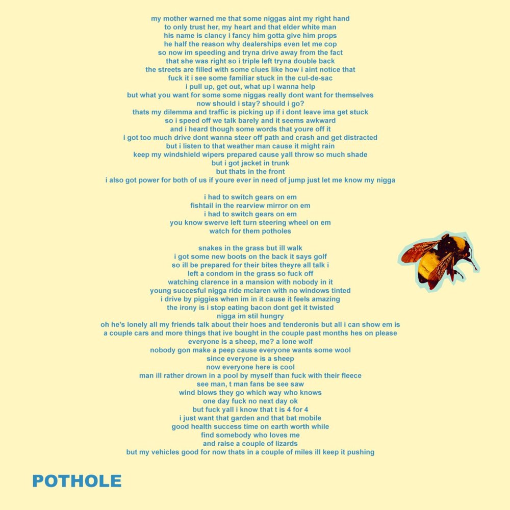 Album cover art for "Pothole" by Tyler, The Creator & Jaden