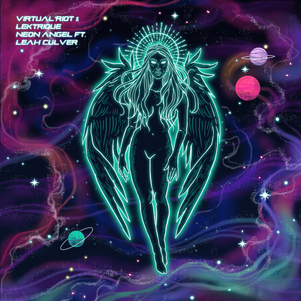 Album cover art for "Neon Angel" by Virtual Riot & Leah Culver