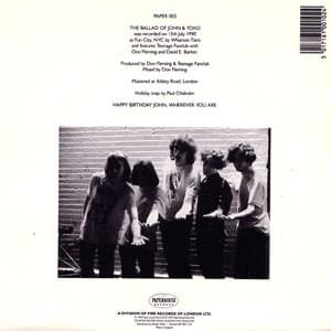 Album cover art for "The Ballad of John and Yoko" by Teenage Fanclub