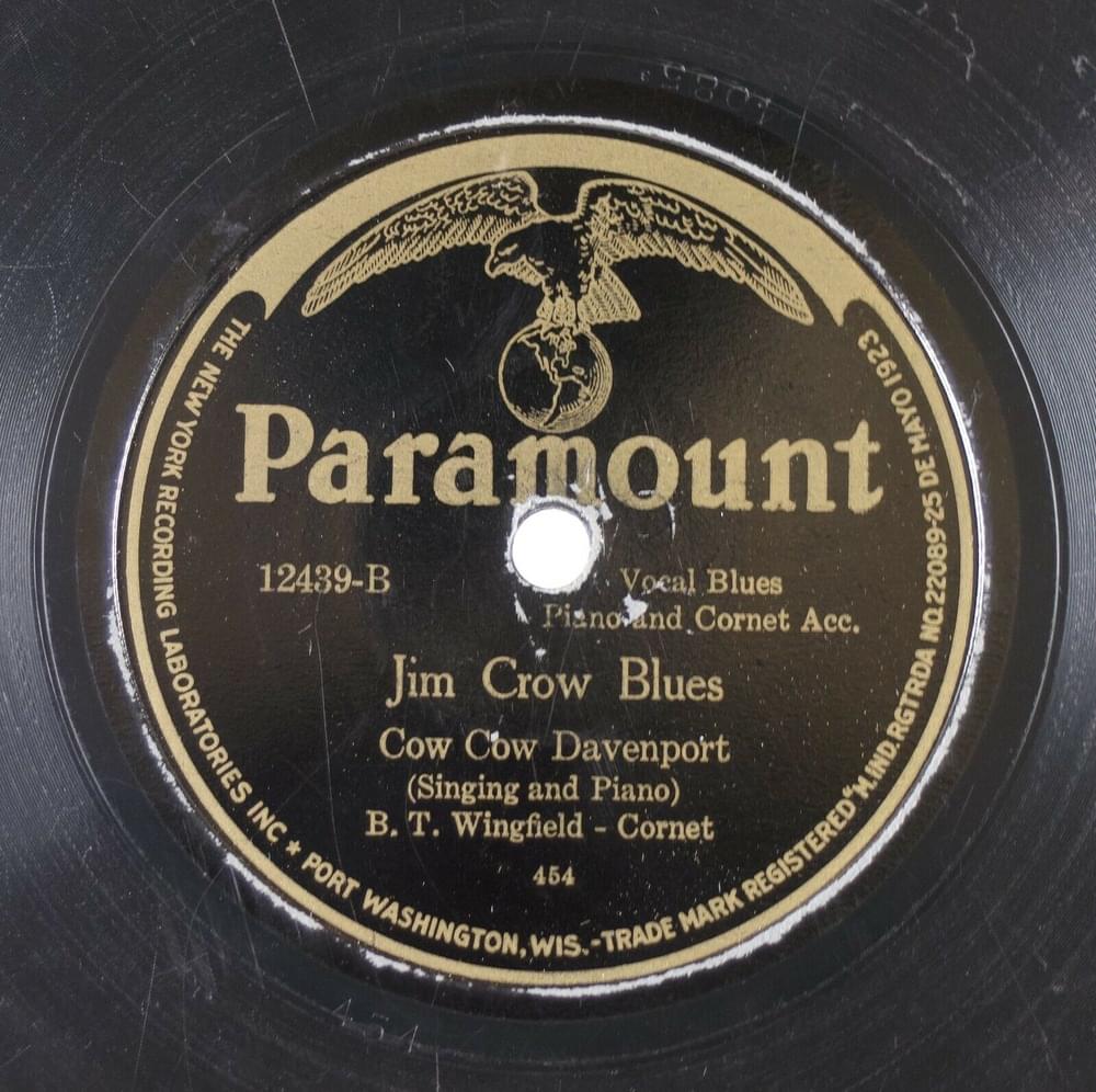 Album cover art for "Jim Crow Blues" by Cow Cow Davenport