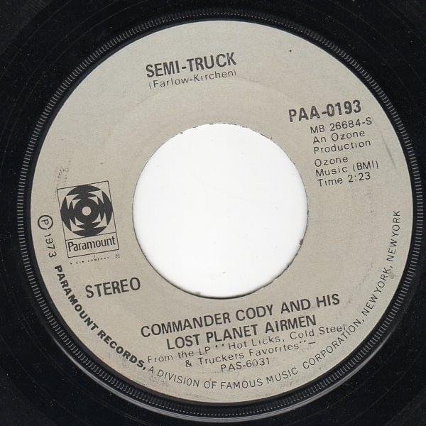 Album cover art for "Semi-Truck" by Commander Cody and His Lost Planet Airmen