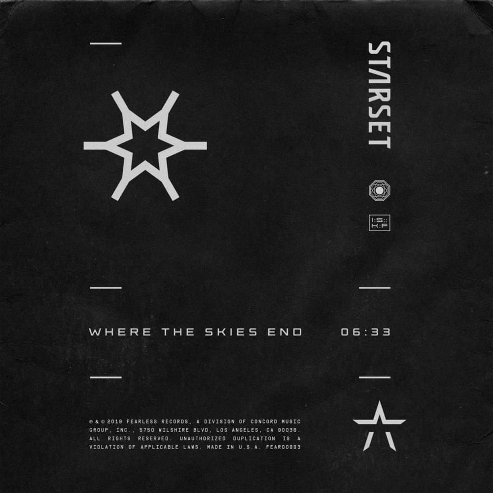 Album cover art for "WHERE THE SKIES END" by STARSET