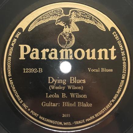 Album cover art for "Dying Blues" by Leola B. “Coot Grant” Wilson & Blind Blake
