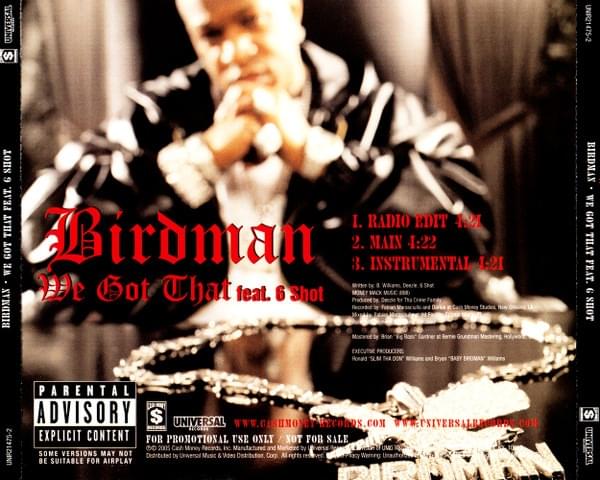 Album cover art for "We Got That" by Birdman & 6 Shot