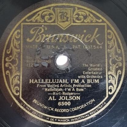Album cover art for "Hallelujah, I’m a Bum" by Al Jolson