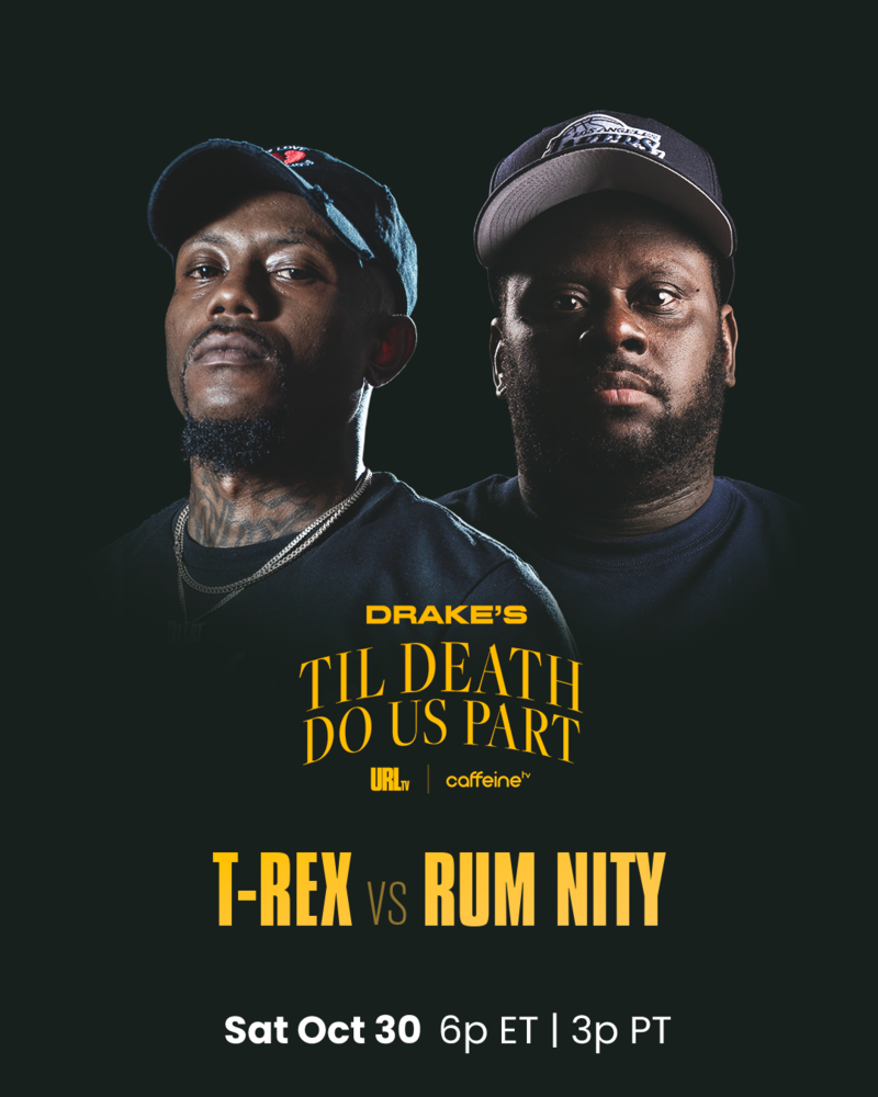 Album cover art for "T-Rex vs. Rum Nitty (Rematch)" by URLtv & T-Rex (Battle Rapper) & Rum Nitty