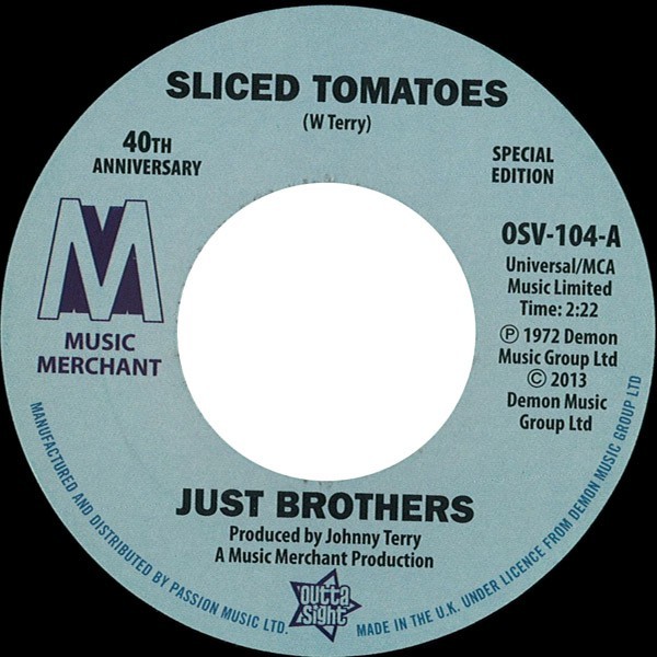 Album cover art for "Sliced Tomatoes" by The Just Brothers