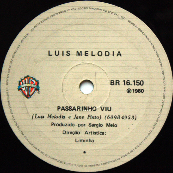 Album cover art for "Passarinho Viu" by Luiz Melodia & Jane Pinto