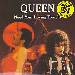 Album cover art for "Need Your Loving Tonight" by Queen