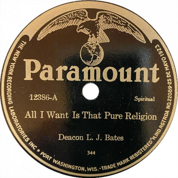 Album cover art for "All I Want Is That Pure Religion" by Blind Lemon Jefferson