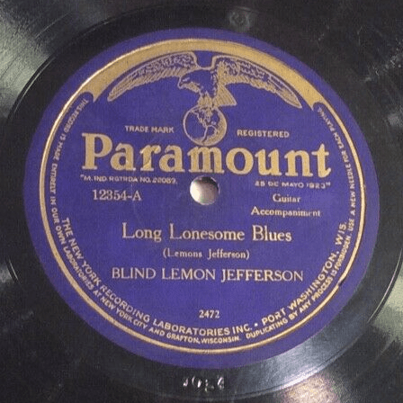 Album cover art for "Long Lonesome Blues (1054)" by Blind Lemon Jefferson