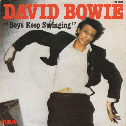 Album cover art for "Boys Keep Swinging" by David Bowie