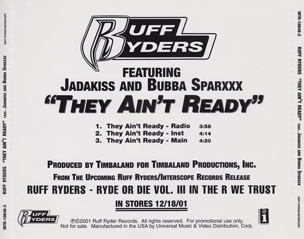 Album cover art for "They Ain’t Ready" by Ruff Ryders & Timbaland & Jadakiss
