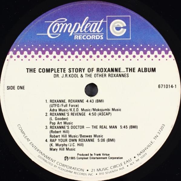 Album cover art for "Rap Your Own Roxanne" by Doctor J.R. Kool & The Other Roxannes