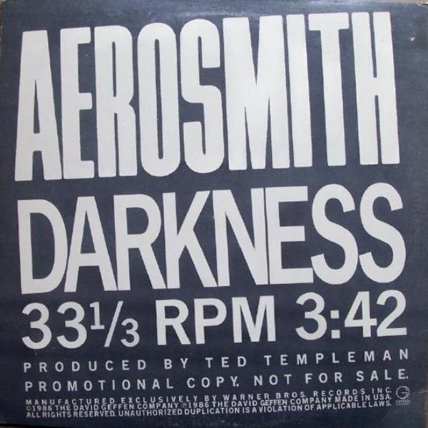 Album cover art for "Darkness" by Aerosmith