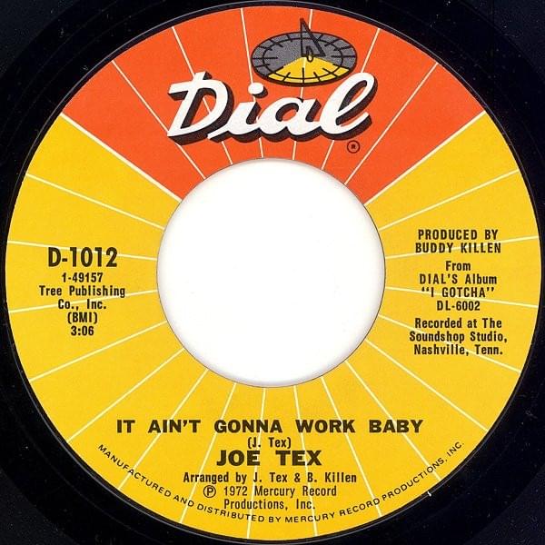 Album cover art for "It Ain’t Gonna Work Baby" by Joe Tex