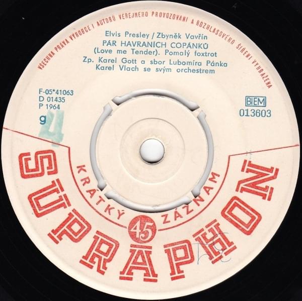 Album cover art for "Pár havraních copánků (Love Me Tender)" by Karel Gott