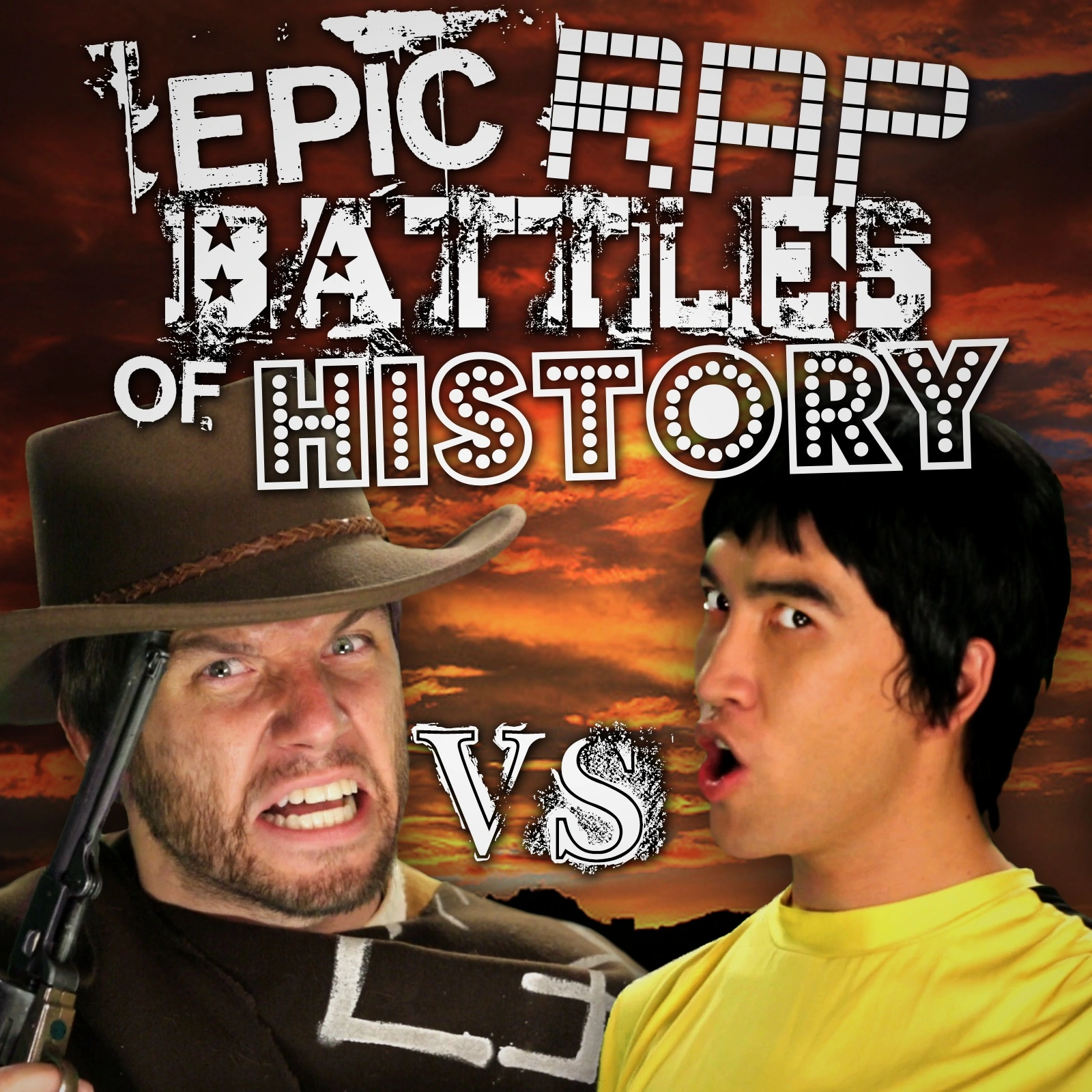 Album cover art for "Bruce Lee vs Clint Eastwood" by Epic Rap Battles of History & EpicLLOYD & Xin Wuku & Mike Diva