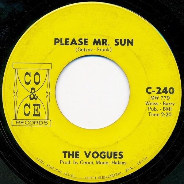 Album cover art for "Please Mr. Sun" by The Vogues