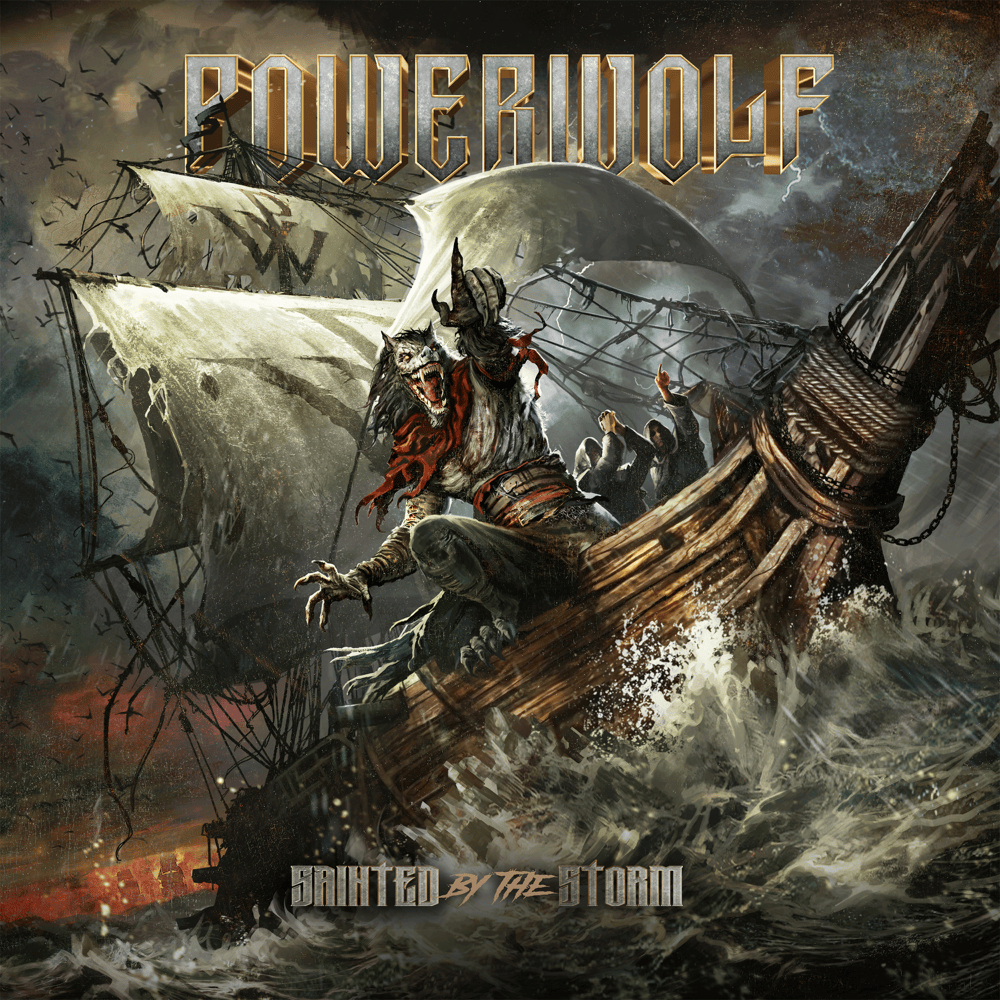 Album cover art for "Sainted by the Storm" by Powerwolf