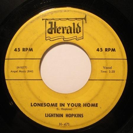 Album cover art for "Lonesome in Your Home" by Lightnin’ Hopkins
