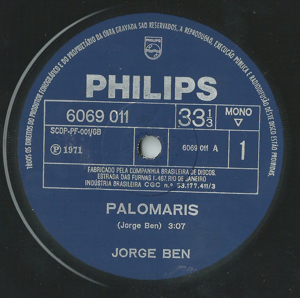 Album cover art for "Palomaris" by Jorge Ben Jor