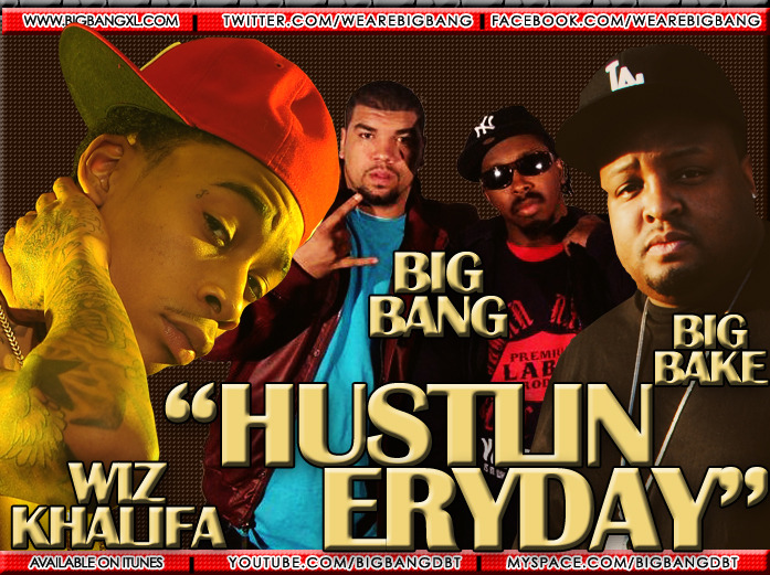 Album cover art for "Hustlin Everyday" by Wiz Khalifa & Big Bang DBT & Big Bake