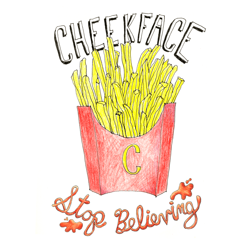 Album cover art for "S.T.O.P. B.E.L.I.E.V.I.N.G." by Cheekface