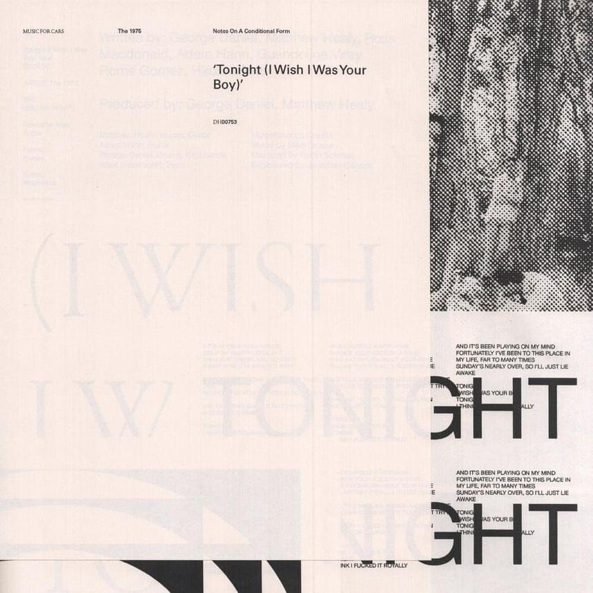 Album cover art for "Tonight (I Wish I Was Your Boy)" by The 1975