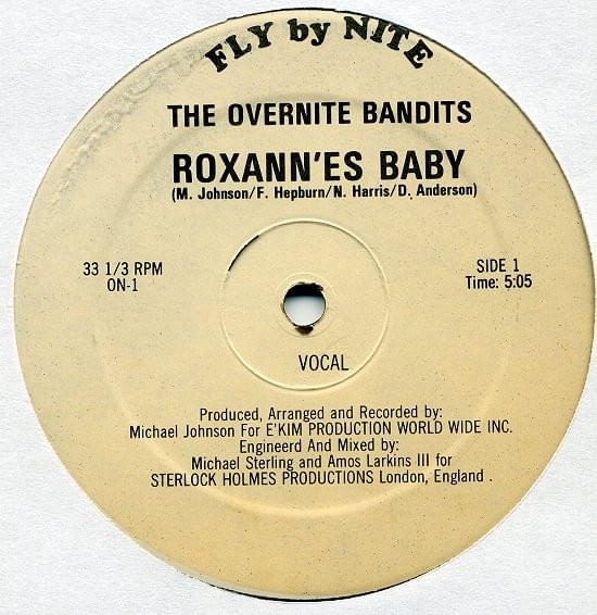 Album cover art for "Roxann’es Baby" by The Overnite Bandits