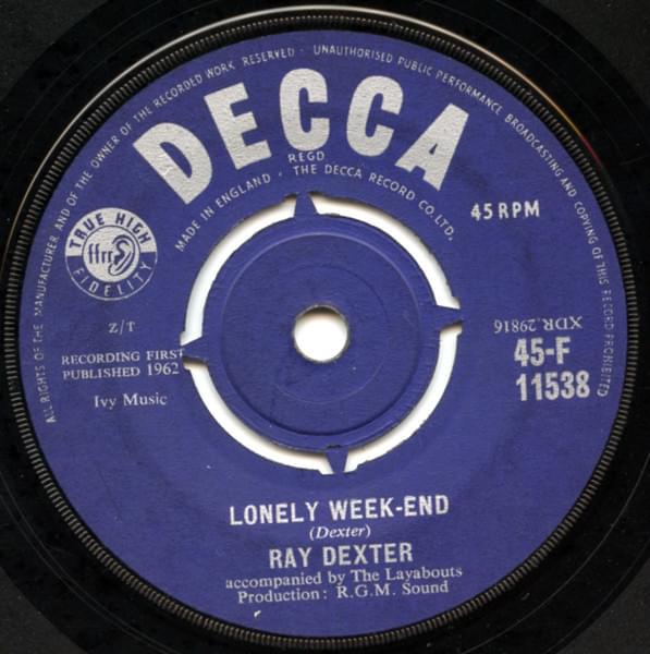Album cover art for "Lonely Week-End" by Ray Dexter